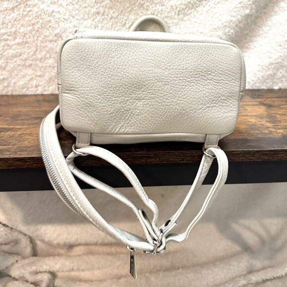 VALENTINA Leather Sling Backpack Bag Italy Light Gray main image 6